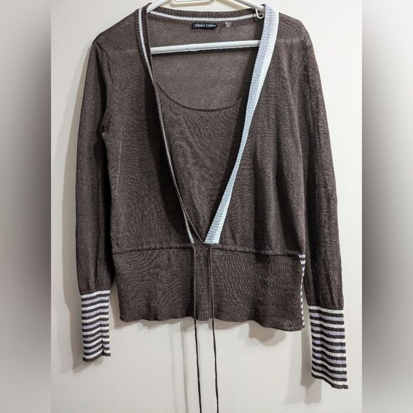 Dolce Cabo linen blend mocha brown top size L - Picture 5 of 10